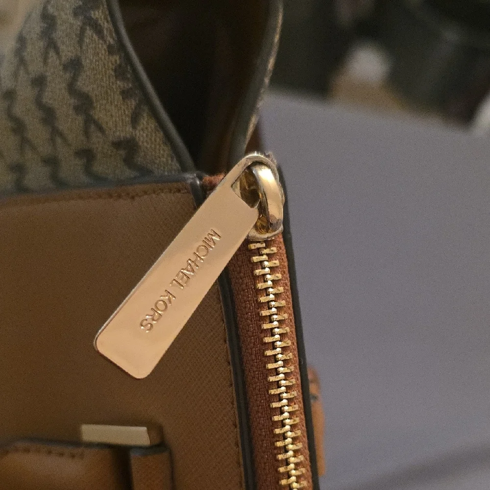 Michael Kors Brown MK Logo Satchel with Gold Accent - Picture 6 of 7